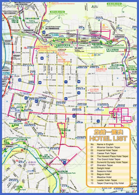 Taichung Map Tourist Attractions - ToursMaps.com