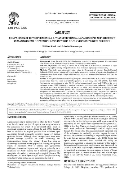 Comparison of retroperitoneal & transperitoneal laparoscopic ...