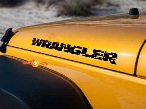 Jeep Wrangler distressed Wrangler hood decals