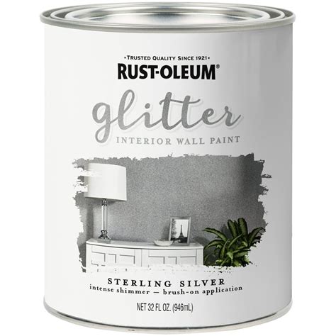 Rust-Oleum Sterling Silver Glitter Interior Wall Paint, Qt - Walmart ...