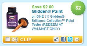 *Expired* Glidden Paint Testers $0.94 each after $2.00 Coupon at Walmart - Freebies 4 Mom