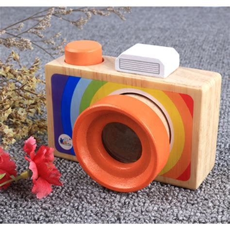 Cute Wood Toy Camera Kaleidoscope Room Decor Photography Wooden Camera Baby Children Fashion ...