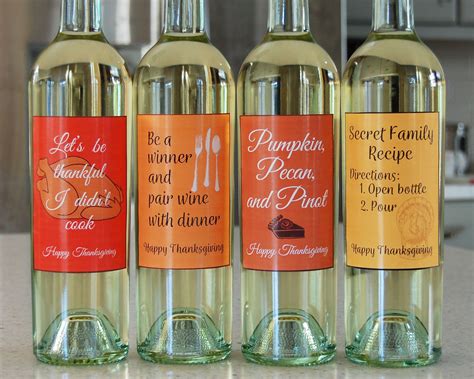 INSTANT DOWNLOAD/ Set of Thanksgiving Wine Labels/ Funny Hostess Gift/ Thanksgiving table decor ...