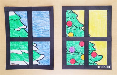 Christmas Tree Through the Window Art Project - Create-Abilities