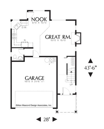 Main Floor Plan of Mascord Plan 2174C - The Beckett - Traditional Plan ...