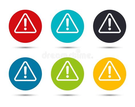 Alert Icon Flat Round Button Set Illustration Design Stock Vector ...