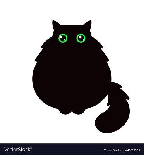 Fat black cat with green eyes Royalty Free Vector Image