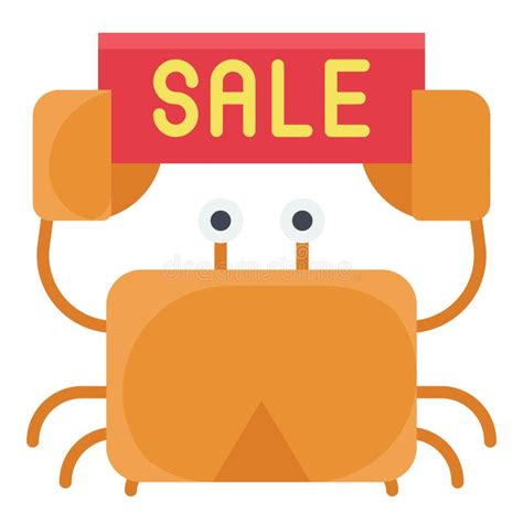 Crab with Sale Sign Icon, Summer Sale Related Vector Stock Vector - Illustration of vector ...