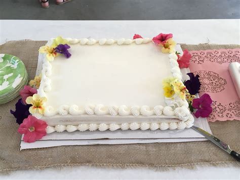 Costco white sheet cake with fresh flowers for graduation garden party | Costco sheet cake ...