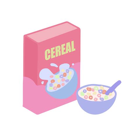 Hand-drawn cute isolated clipart illustration of breakfast cereal with ...