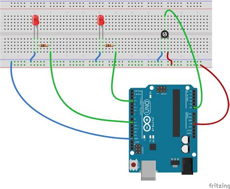 Working with a Potentiometer and Two LEDs - Hackster.io