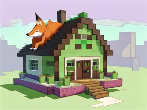 Minecraft house with a big fox by snowyfoxAI on DeviantArt