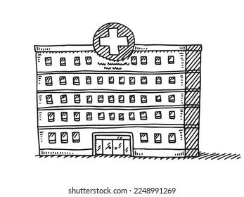 Handdrawn Vector Drawing Hospital Building Blackandwhite Stock Vector (Royalty Free) 2248991269 ...