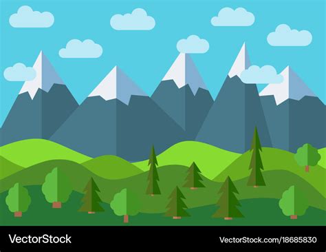 Panoramic mountain cartoon landscape Royalty Free Vector