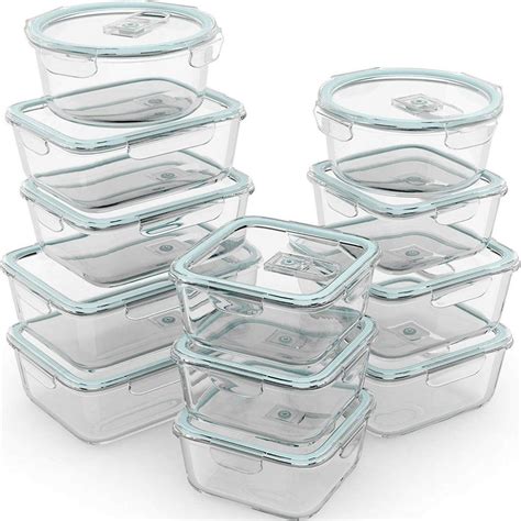 Razab 24 Piece Glass Food Storage Containers w/Airtight Lids ...