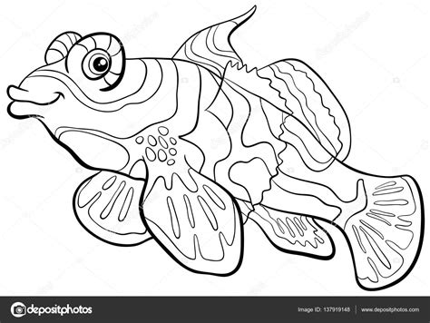 Mandarin fish coloring page — Stock Vector © izakowski #137919148