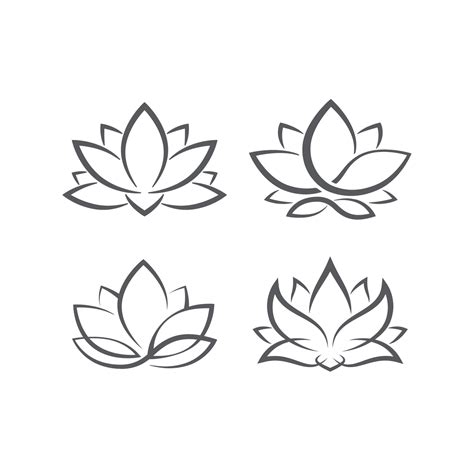 linear lotus logo templates. Vector floral linear lotus logo. Design lotus flower outline ...