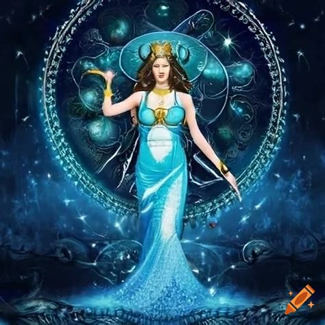 A majestic goddess representing the zodiac sign aquarius on Craiyon