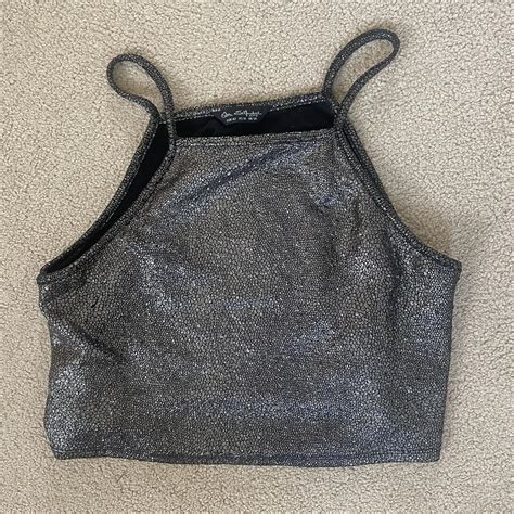 Vintage Miss Selfridge silver crop top. Great for... - Depop