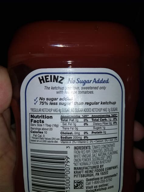 Heinz Sugar Free Ketchup Nutrition Facts - Nutrition Ftempo