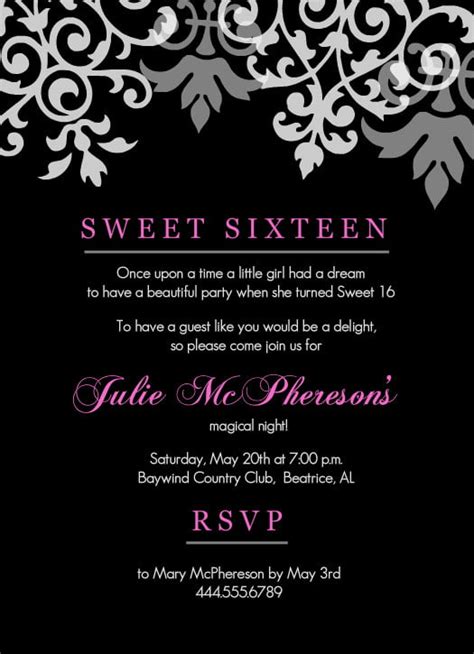 Sweet 16th Birthday Invitations Templates Free Printable | FREE ...