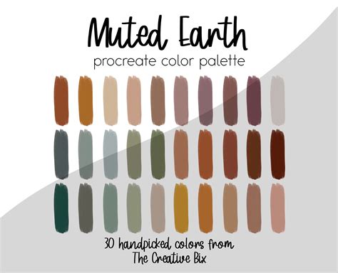 Muted Earth Tones Procreate Palette, 30 Colors, Color Palette, Procreate, Instant Download ...