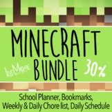 Minecraft Bundle Student Planner, Weekly Chore List AND Bookmarks