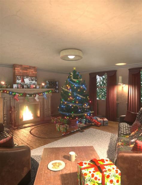 Cozy Christmas Living Room - Render-State