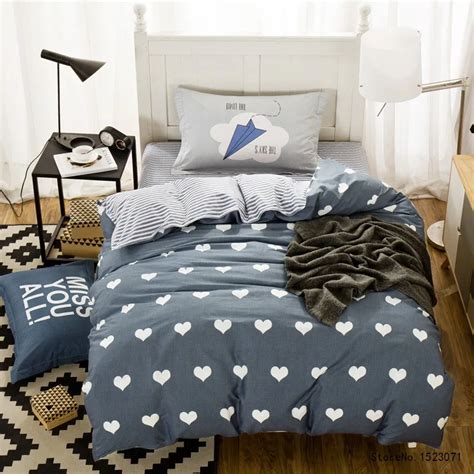 TUTUBIRD 3pcs blue heart shaped bedding set cartoon kids duvet cover ...