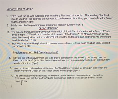 Albany Plan of Union 1. "Old" Ben Franklin was | Chegg.com