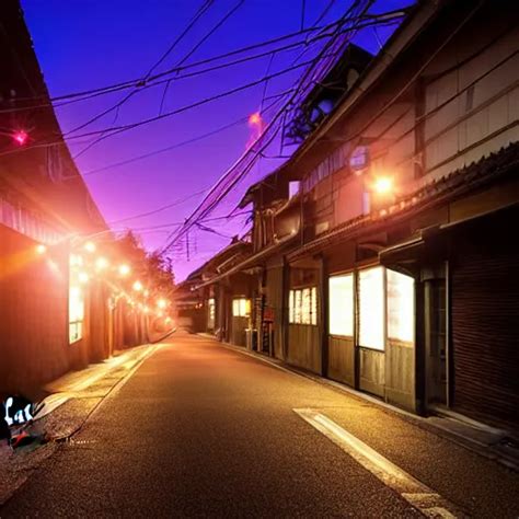 photograph of kyoto street at night, bright street | Stable Diffusion ...