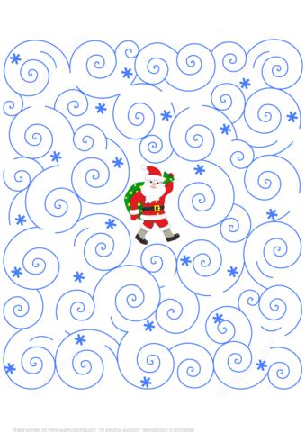 Christmas Labyrinth Puzzle with Santa | Free Printable Puzzle Games