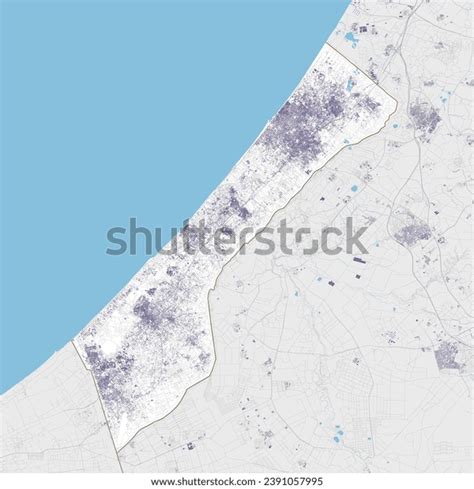 Gaza Strip Map Detailed Topography Shape Stock Vector (Royalty Free ...