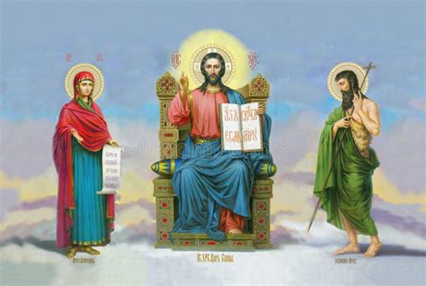 Orthodox Icon of Jesus Christ on the Throne. Deesis Stock Illustration ...