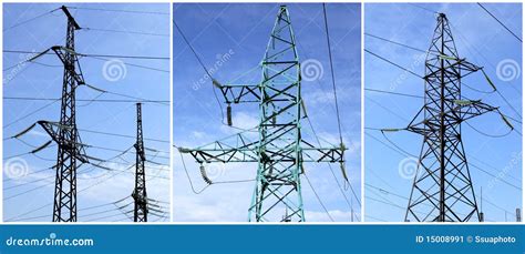 High-tension power line stock image. Image of network - 15008991