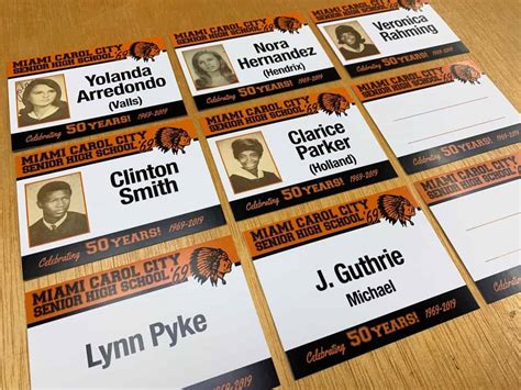 Custom Name Badges, Design & Print for 50th High School Reunion, Carol City High - MITO Studios