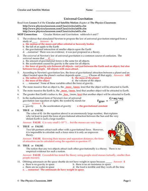 Circular And Satellite Motion Worksheet Answers — db-excel.com