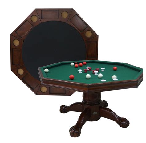 3 in 1 Table - Octagon 54 w/ Bumper Pool in Antique Walnut by Berner ...