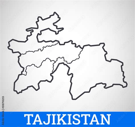 Simple outline map of Tajikistan. Vector graphic illustration. Stock Vector | Adobe Stock