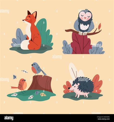 Hand drawn autumn animals set Vector illustration Stock Vector Image & Art - Alamy