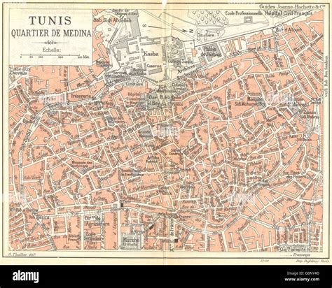 TUNISIA: Tunis: Quartier de Medina, 1909 antique map Stock Photo - Alamy