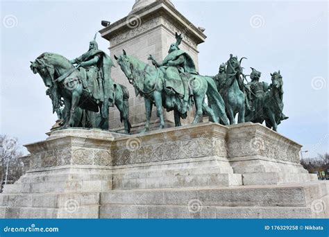 Detail of a Statues at the Heroes Square in Budapest, Hungary Stock Photo - Image of stone ...