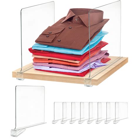 Buy Maxlandsol Clear Shelf Divider - 8 Pack, Clear Acrylic Shelf Dividers for Wood Shelves ...