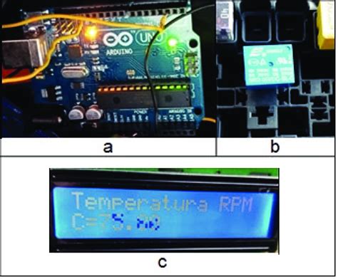 a) Arduino UNO Board; b) Relay; c) LCD 16×2 screen for visual interface. | Download Scientific ...