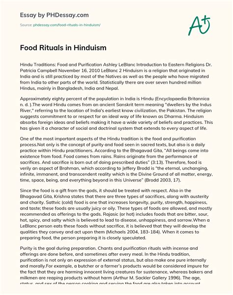 Food Rituals In Hinduism Essay Example - PHDessay.com