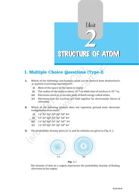 NCERT Exemplar Class 11 Chemistry Solutions Chapter 2 - Download Free PDF