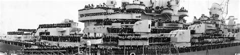 [7338 x 1703]Officers and crew of the USS New Jersey (BB-62), April 20, 1946 : r/WarshipPorn