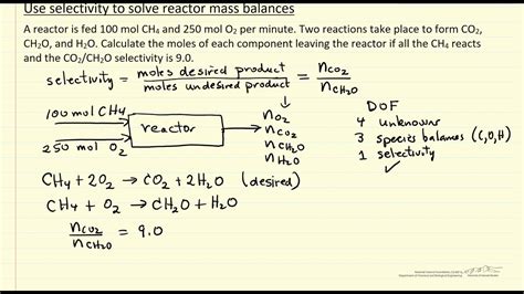 Use Selectivity to Solve Reactor Mass Balances - YouTube