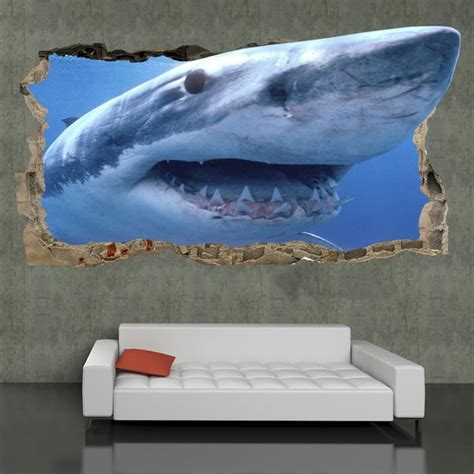 Startonight 3D Mural Wall Art Photo Decor Shark in my Room Amazing Dual ...