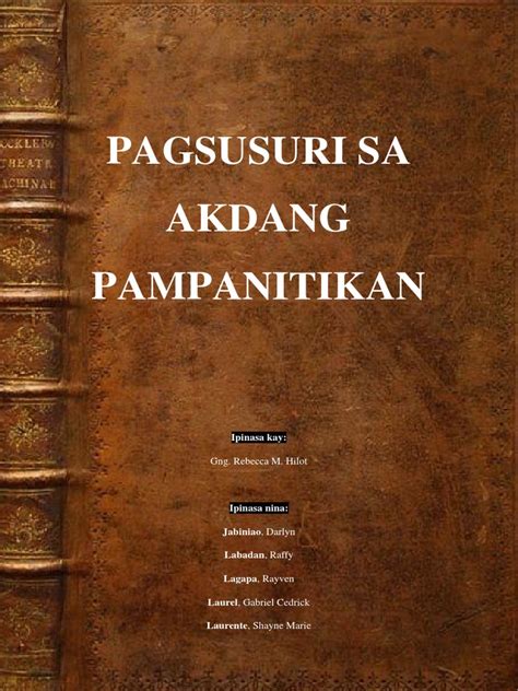 Group 10 Pagsusuri Sa Akdang Pampanitikan | PDF